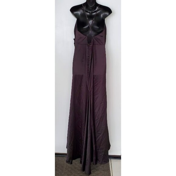Galina Signature Black Satin Spaghetti Strap Mermaid Dress Gown Sz 18 Glam Goth - Picture 8 of 16